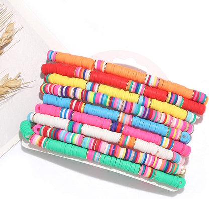 Surfer Heishi Bracelets for Women Stackable Rainbow Vinyl Disc Clay Beaded Stretch Bracelets Elastic Layering Friendship Bracelets Boho Summer Beach Jewelry Apparel & Accessories > Jewelry > Bracelets XOCARTIGE   