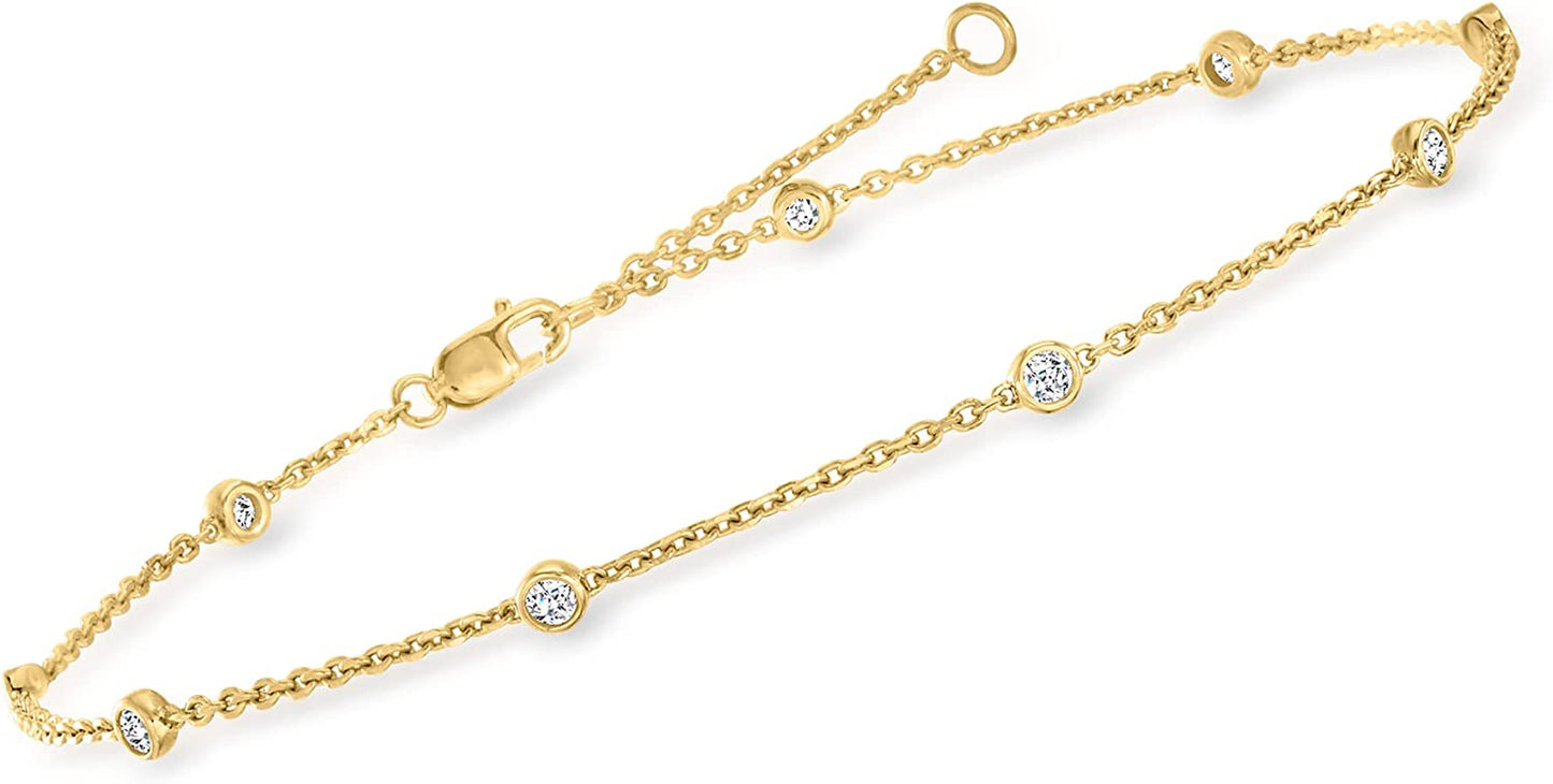 Ross-Simons 0.50 Ct. T.W. Diamond Station Anklet in 18Kt Gold over Sterling. 9 Inches Apparel & Accessories > Jewelry > Anklets Ross-Simons   