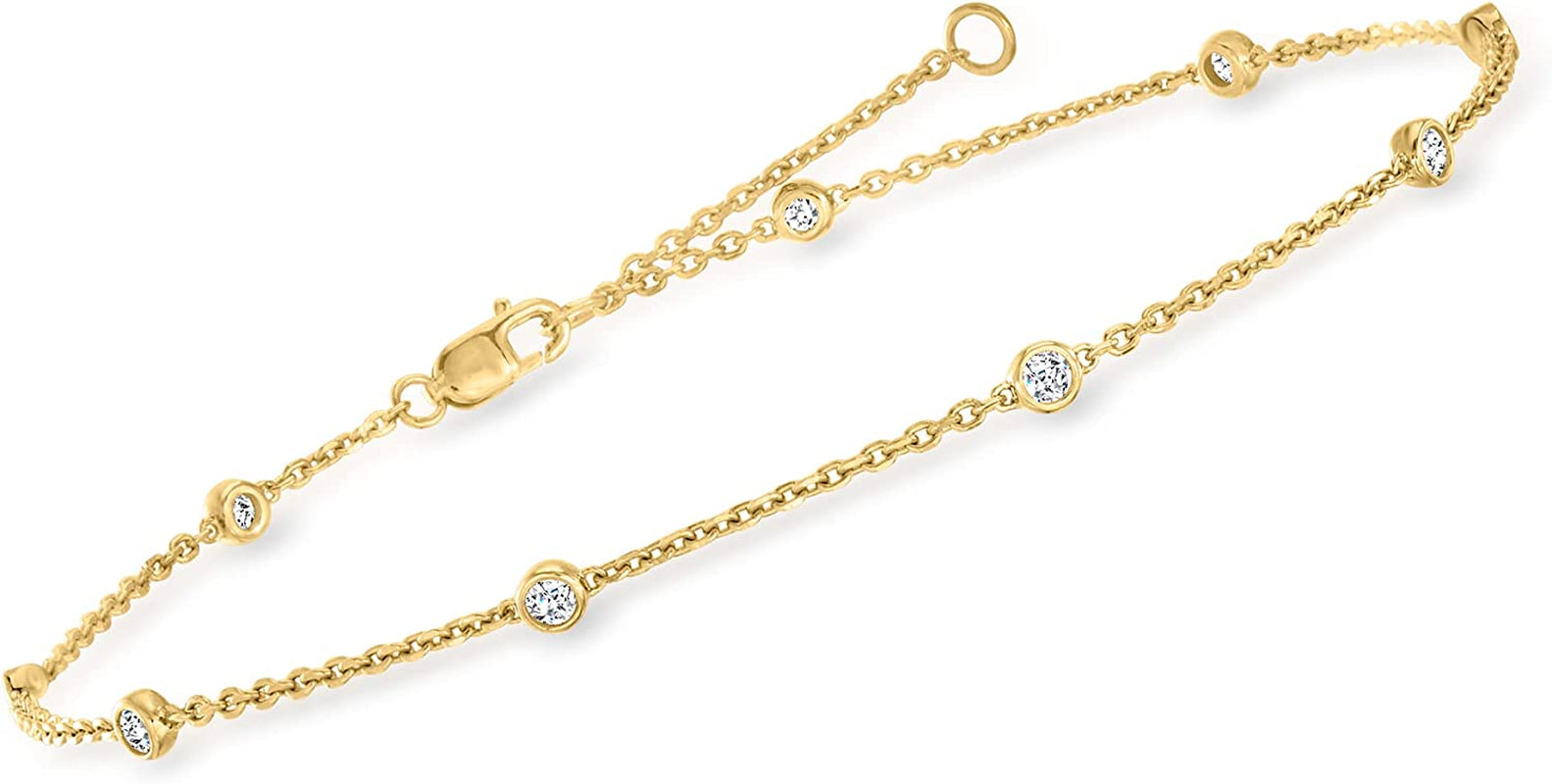 Ross-Simons 0.50 Ct. T.W. Diamond Station Anklet in 18Kt Gold over Sterling. 9 Inches Apparel & Accessories > Jewelry > Anklets Ross-Simons   