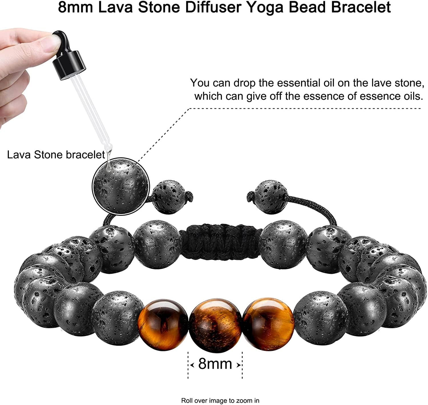 Lava Rock Bracelets for Men, 8Mm Tiger Eye Lava Rock Stone Mens Beaded Bracelets Men Bracelets Set Initial Bracelets for Men Adjustable Bracelet Jewelry Gifts for Men Father Boyfriends Husband Apparel & Accessories > Jewelry > Bracelets M MOOHAM   
