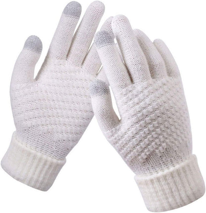 Eseres Winter Touchscreen Gloves Unisex Knitted Warm Gloves for Men Women Touch Screen Stretchy Mitten Haling Hands Apparel & Accessories > Clothing Accessories > Gloves & Mittens Eseres White  