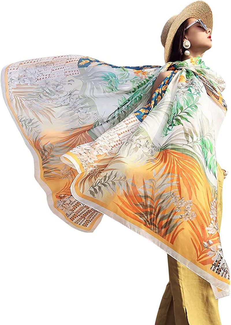 DANA XU Long Silk Fashion Oblong Floral Oversize Soft Scarf Wedding Shawls Beach Wraps Bandana Scarves for Women Apparel & Accessories > Clothing Accessories > Scarves & Shawls DANA XU 25 Multicolor  