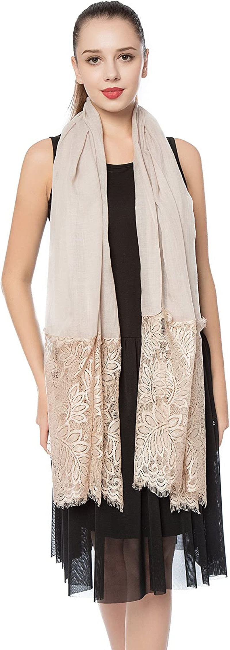 Women Lightweight Fashion Lace Scarf Solid Color Wrap Shawl Gzcvba Soft Evening Coverup Apparel & Accessories > Clothing Accessories > Scarves & Shawls Gzcvba   