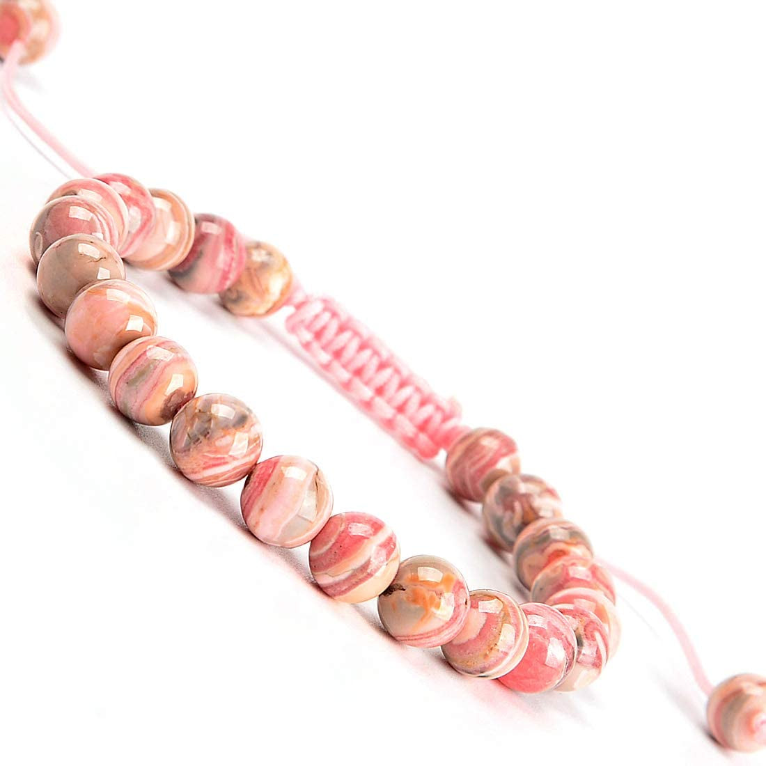Massive Beads Natural Healing Power Gemstone Crystal Beads Unisex Adjustable Macrame Bracelets 8Mm Apparel & Accessories > Jewelry > Bracelets MASSIVE BEADS Rhodochrosite  