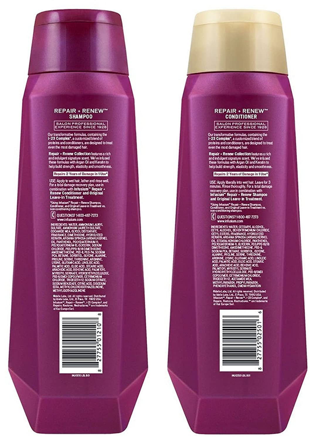 Infusium Professional Treatments Haircare - Repair & Renew with Argan Oil & Keratin - Shampoo & Conditioner Set - Net Wt. 13.5 FL OZ (400 Ml) per Bottle - One Set Health & Beauty > Personal Care > Hair Care Infusium   