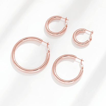 Thick Gold Hoop Earrings Lightweight Howllow Tube Hoops Chunky Gold for Women Hypoallergenic Big Earring 25Mm 30Mm 40Mm 50Mm Apparel & Accessories > Jewelry > Earrings BMMYE   