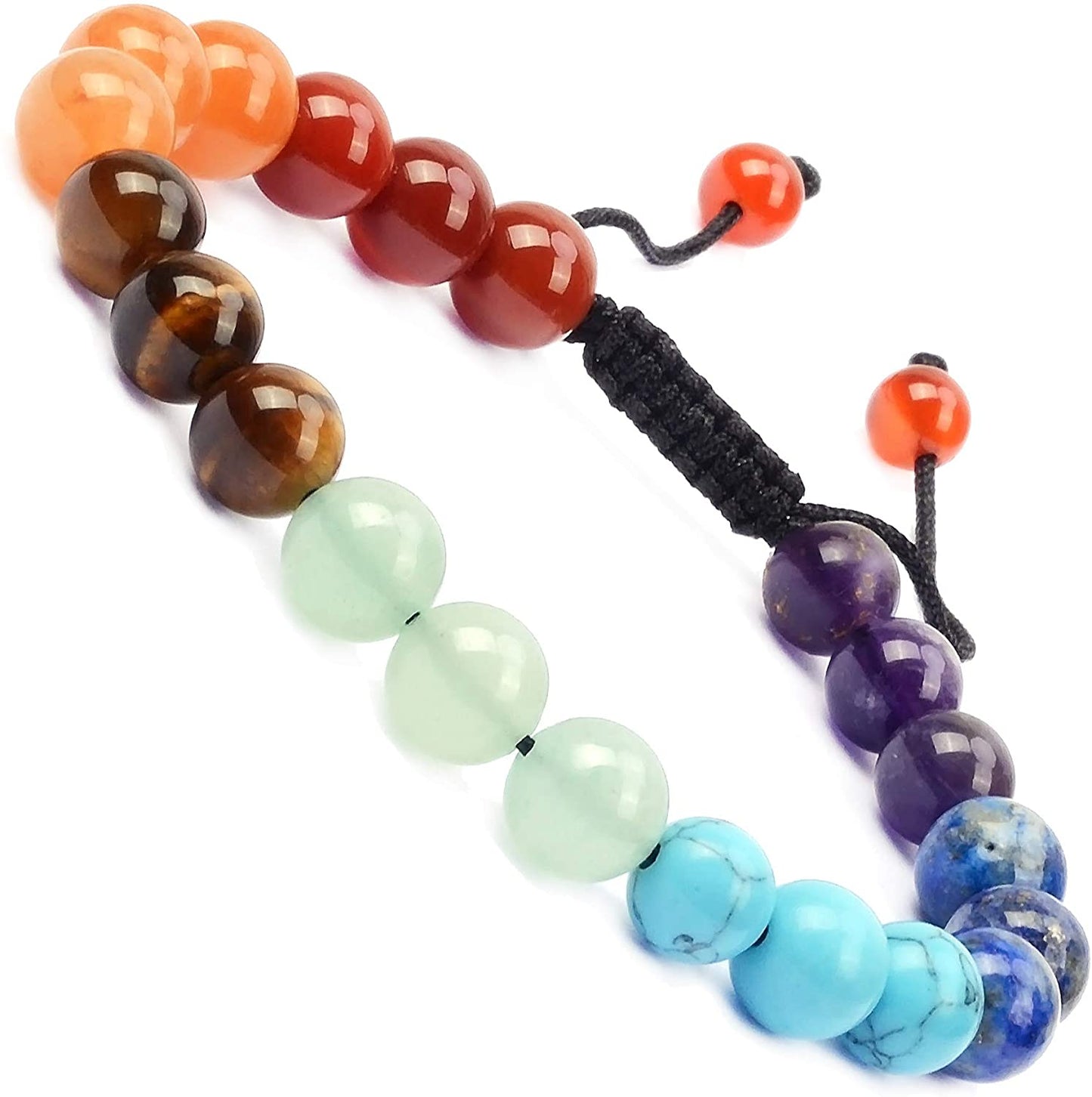 Massive Beads Natural Healing Power Gemstone Crystal Beads Unisex Adjustable Macrame Bracelets 8Mm Apparel & Accessories > Jewelry > Bracelets MASSIVE BEADS 7-Chakra Stones  