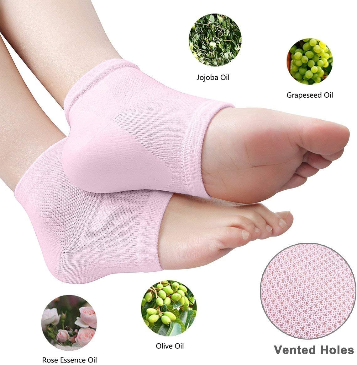 Codream Vented Moisturizing Socks Lotion Gel for Dry Cracked Heels, Spa Gel Socks Humectant Moisturizer Heel Balm Foot Treatment Care Heel Softener Compression 2 Pairs Health & Beauty > Personal Care > Foot Care Codream   