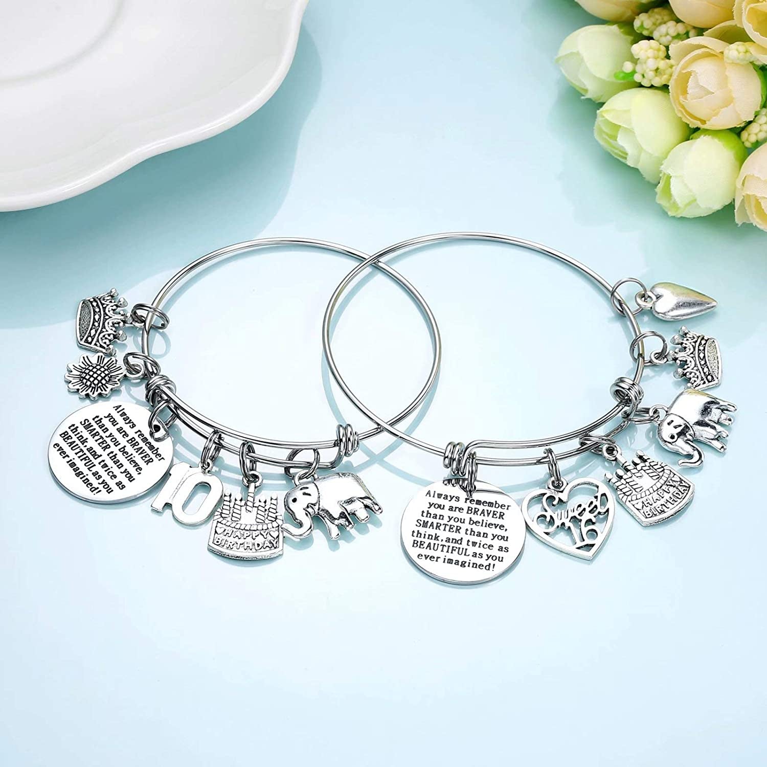 Birthday Gifts for Women Girls Bracelet, Expandable Charm Bracelets 5Th 6Th 7Th 8Th 9Th 10Th 20Th 30Th 40Th 50Th 60Th 70Th 80Th 90Th Birthday Gift for Friend, Mom, Daughter, Niece, Sister, Grandma Apparel & Accessories > Jewelry > Bracelets M MOOHAM   