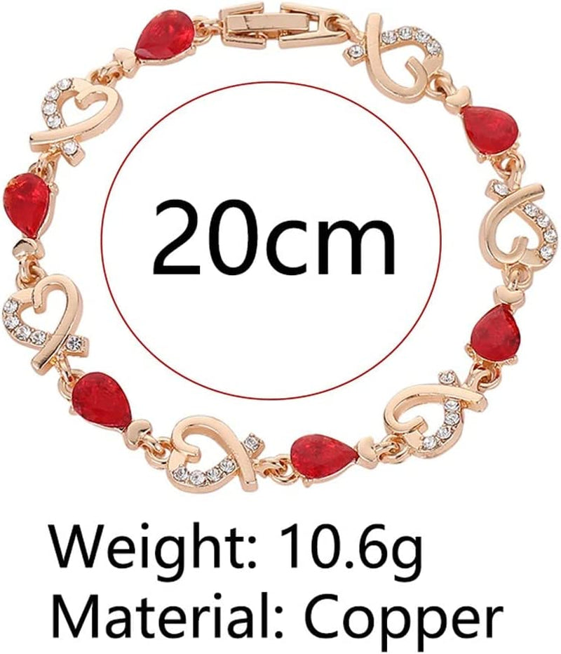 Gold Chain Bracelets for Women Dainty Zircon Heart Crystal Charm Bracelet Adjustable Link Bracelet Ladies Jewelry Birthday Mothers Valentines Day Gifts 2022 (Blue, One Size) Apparel & Accessories > Jewelry > Bracelets Generic   