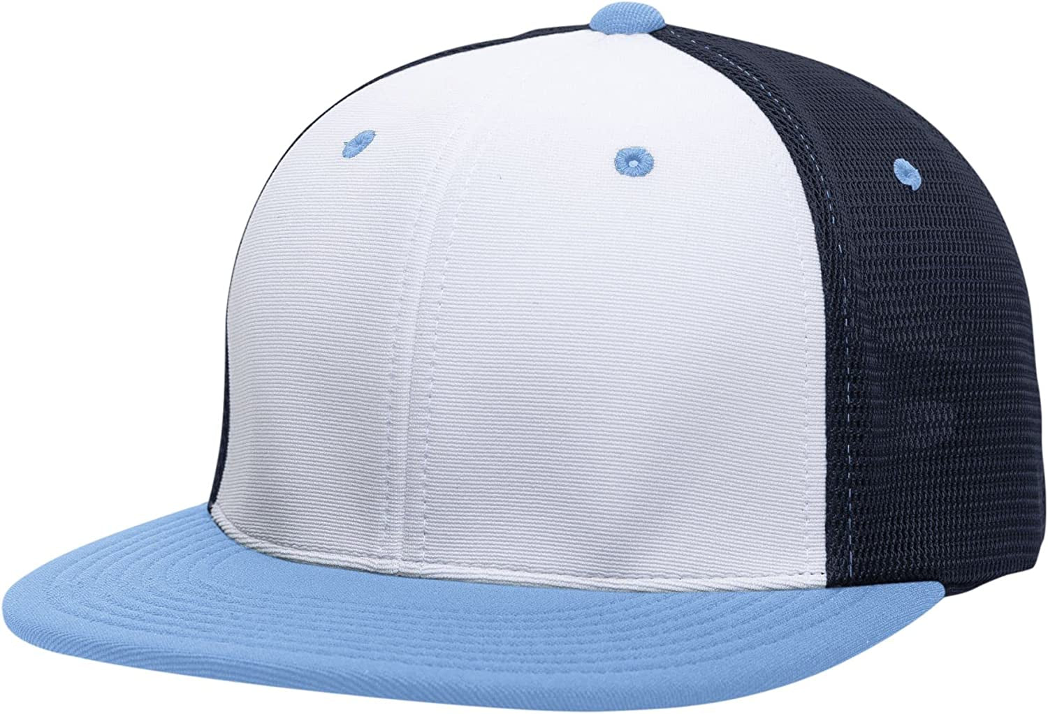 Premium M2 Performance Trucker Flexfit® Cap Apparel & Accessories > Clothing Accessories > Headwear Pacific Headwear White/Navy/Columbia Blue X-Small 