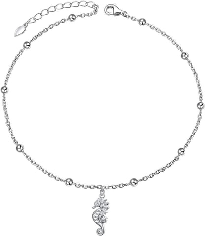 DAOCHONG Anklet for Women S925 Sterling Silver Adjustable Foot Chain Ankle Bracelet Anklets Jewelry Apparel & Accessories > Jewelry > Anklets harmonyball jewelry 13_Seahorse  