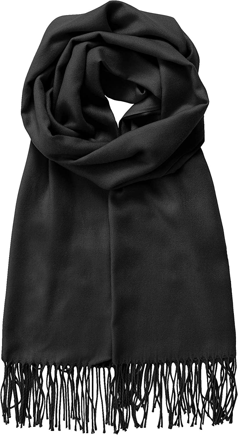 Made by Johnny Unisex Large Lightweight Soft Silky Real Cashmere Shawl Wrap Scarf Apparel & Accessories > Clothing Accessories > Scarves & Shawls Made By Johnny Wsk2091_black One_Size 