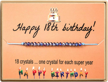 Happy Birthday Bracelet Gift for Teen Girls,Crystal Beads Bracelet Gifts for 10 Year Old Girl Birthday Jewelry Apparel & Accessories > Jewelry > Bracelets KGBNCIE 18 th Birthday Gift  