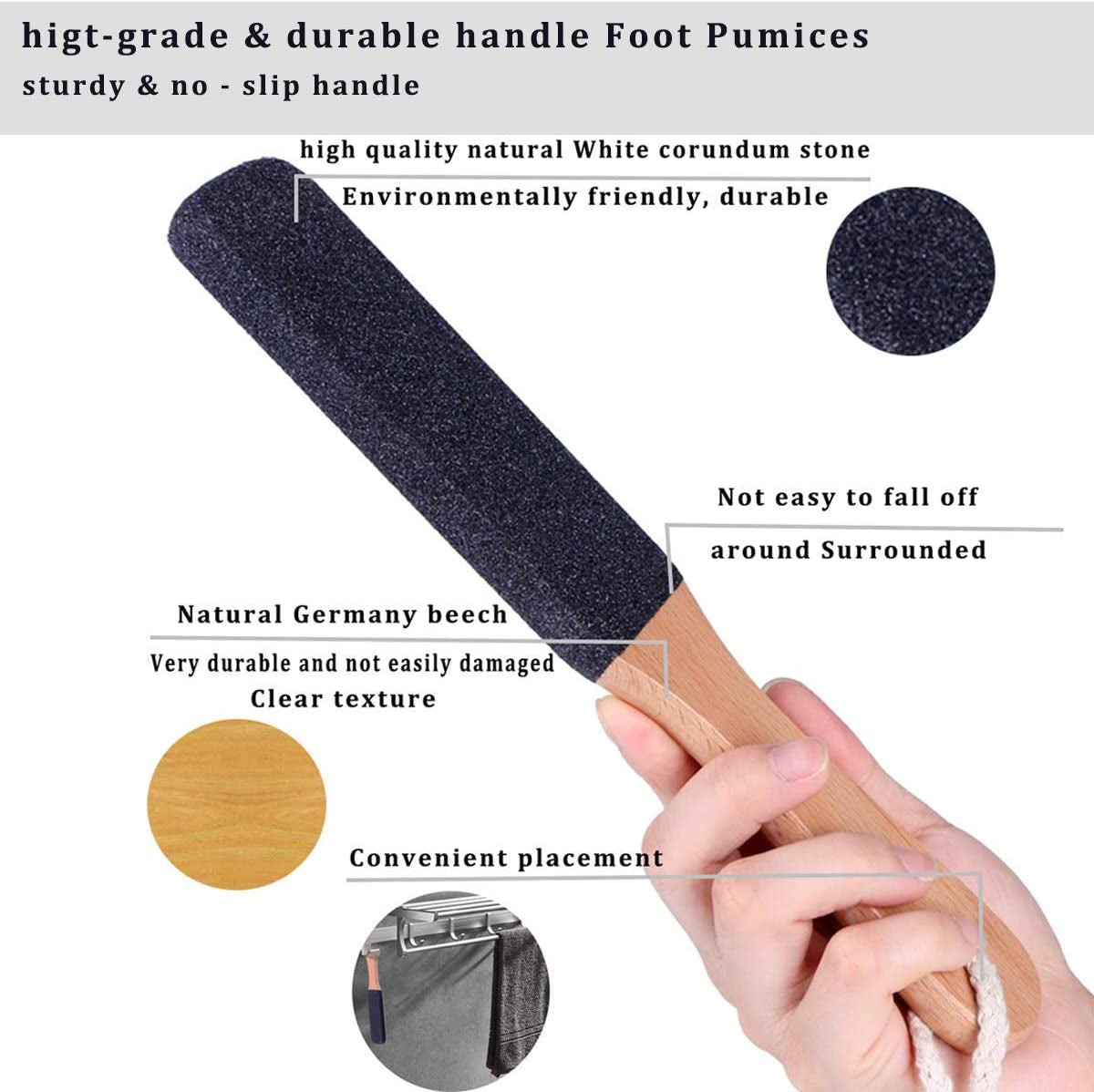 Vridale Pumice Stones for Feet Lava Pumice Stone Foot File Callus Removal Foot Scrubber for Hands Care Foot Exfoliation Dead Skin Remover with Handle Health & Beauty > Personal Care > Foot Care Vridale   