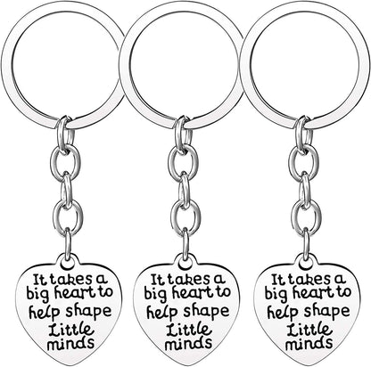 Pack of 3 Teacher Bangles Gifts for Teacher Open School Gifts for Teachers Thank You Bangle Bracelets Apparel & Accessories > Jewelry > Bracelets Nzztont 3PCs Keychain Heart Style 18- It Takes A Big Heart To Help Shape Little Minds  