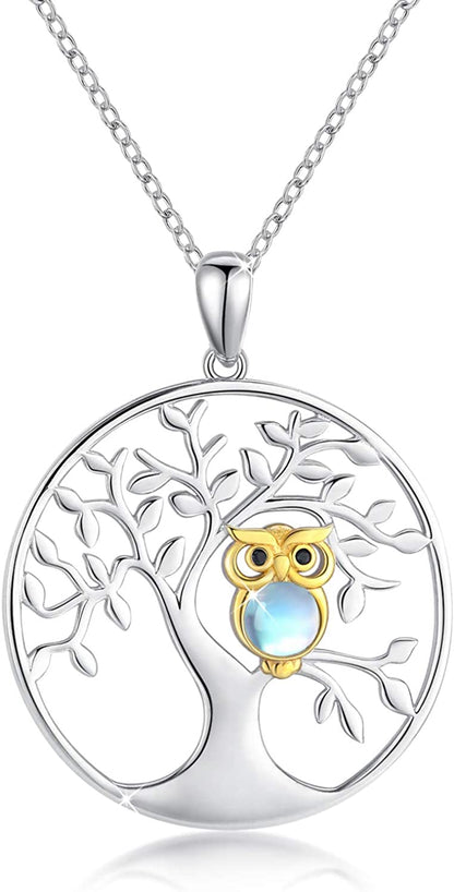 Cuoka Owl Stud Earrings,Owl Necklace 925 Sterling Silver Opal Owl Earrings Hypoallergenic Heart Animal Owl Jewelry Gifts for Women Girls Owl Lovers Apparel & Accessories > Jewelry > Earrings Cuoka E-Tree of Life Moonstone Owl  