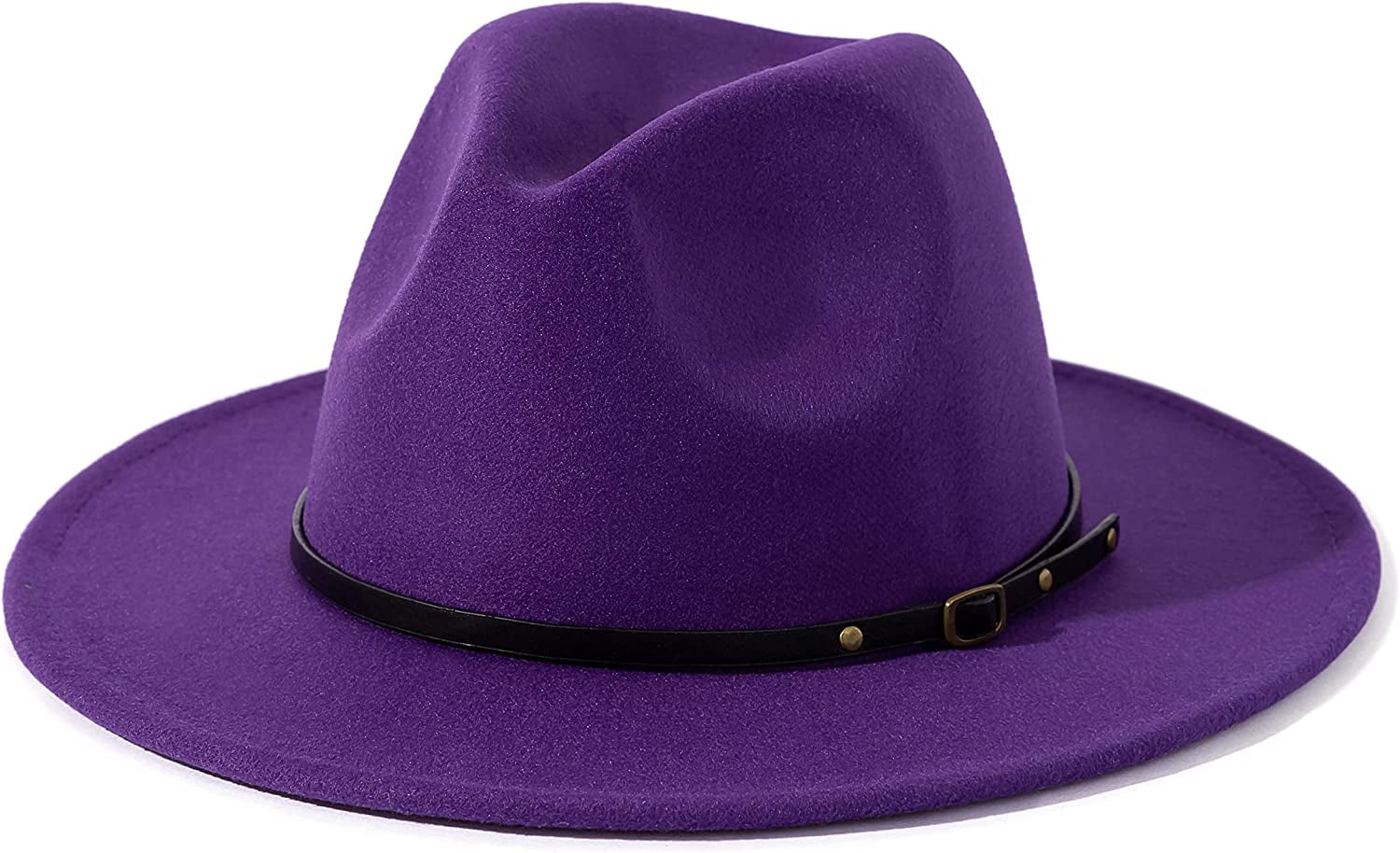 Lisianthus Women Belt Buckle Fedora Hat Apparel & Accessories > Clothing Accessories > Hats Lisianthus Purple  