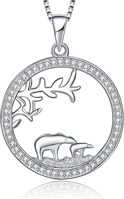 MUATOGIML 925 Sterling Silver Mom Necklace Love Heart Pendant Mama Bear Panda Elephant Sloth Animal Necklaces Mother Son Daughter Jewelry Gifts for Women Mum Family Apparel & Accessories > Jewelry > Anklets MUATOGIML JEWELRY Tree of life  