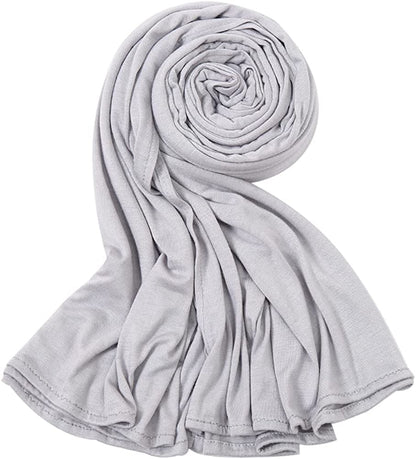Hophor Soft Stretch Head Wrap Scarfs Long Turban Head Wrap Tie for Women Apparel & Accessories > Clothing Accessories > Bandanas & Headties Hophor Light Grey  