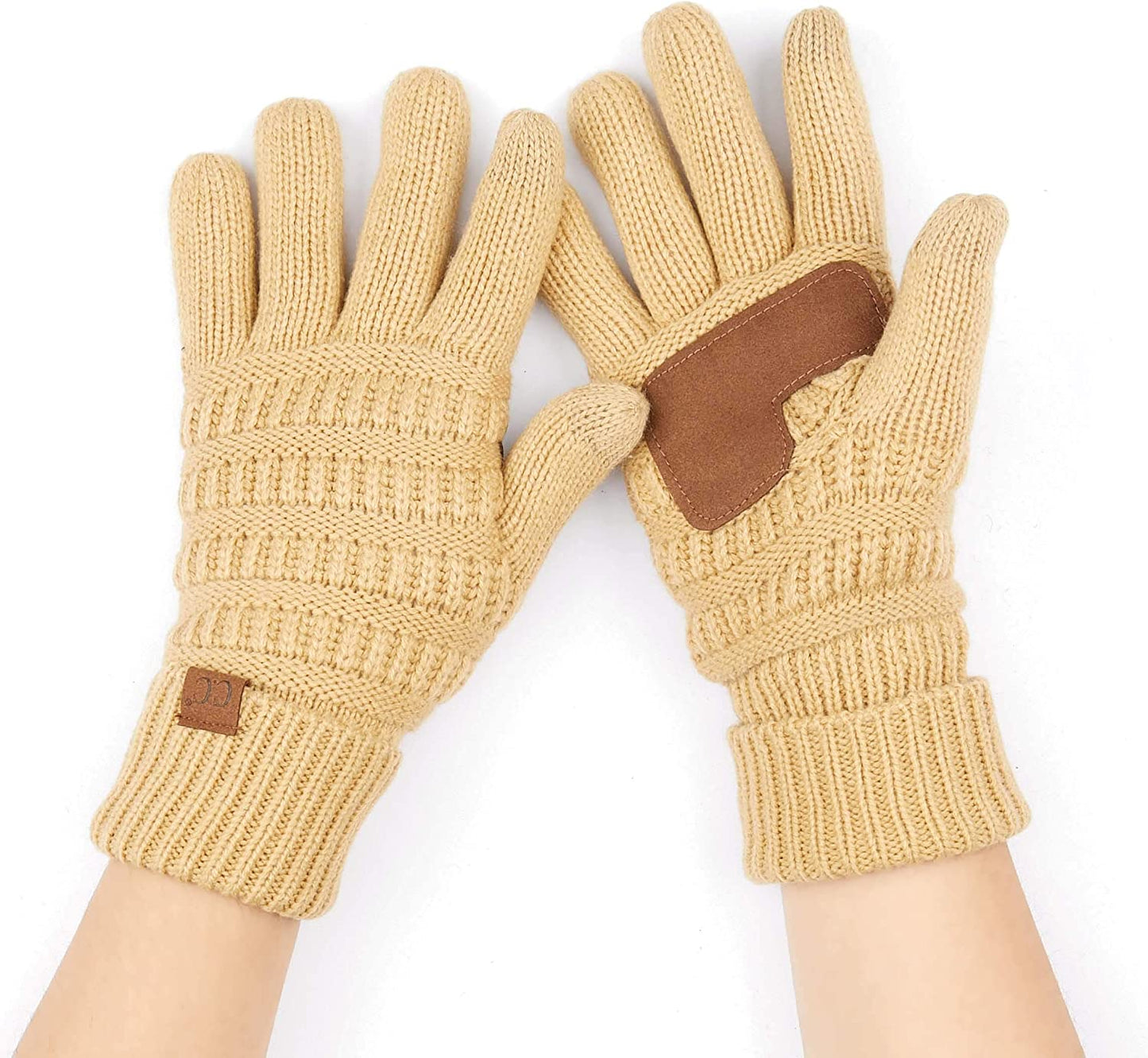 C.C Unisex Knit Thick Warm Soft Stretch Fuzzy Lined Solid Ribbed Glove with Smart Tips (G-25)(G-707) Apparel & Accessories > Clothing Accessories > Gloves & Mittens C.C Camel  