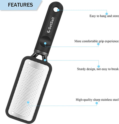 Setsail Foot File Callus Remover Metal Surface Foot Scrubber Premium Stainless Steel Pedicure Tools Can Be Used on Both Wet and Dry Feet, Foot Scraper for Dead Skin Foot Care Health & Beauty > Personal Care > Foot Care SetSail   