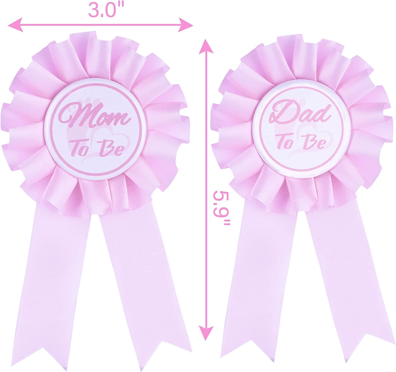 Baby Shower Decoration for Mom to Be and Dad to Be, Pink Flowers Style Tiara + White & Pink Sash + White & Pink "Dad to Be" Pin, Maternity Christmas Gift for Her Nd Him Apparel & Accessories > Clothing Accessories > Sashes VeryMerryMakering   