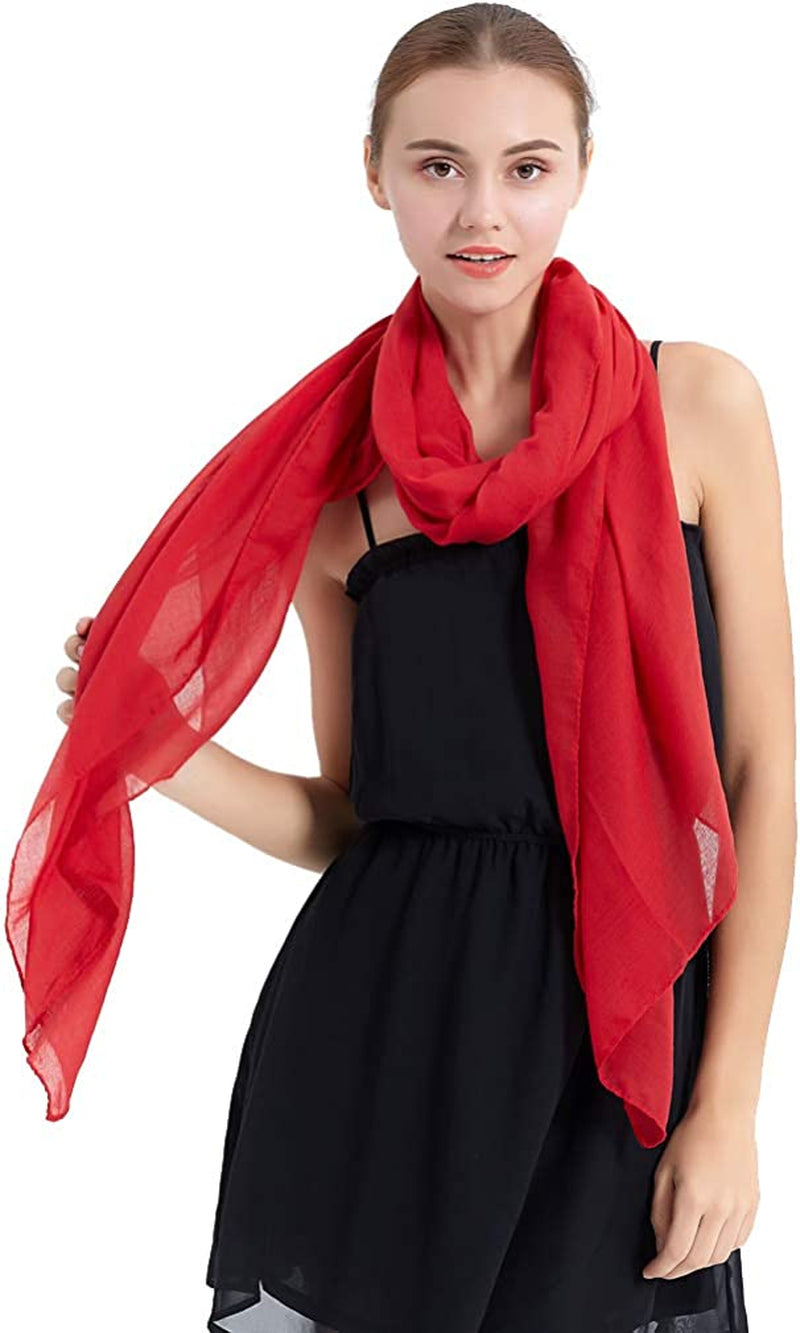 LMVERNA Women'S Long Scarf Solid Color Large Sheer Shawl Wraps for Evening Apparel & Accessories > Clothing Accessories > Scarves & Shawls LMVERNA Red  