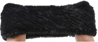 Valpeak Womens Winter Mittens Knitted Mink Fur Gloves Fingerless Arm Warmers Cold Weather Elasticity Apparel & Accessories > Clothing Accessories > Gloves & Mittens Valpeak   