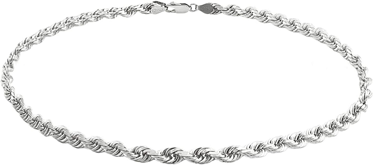 Savlano 925 Sterling Silver Solid Italian Figaro, Rope,Herringbone, Curb, Ball Bead, Snake, Mariner Chain Anklet for Women & Girls, Comes in 0.8Mm - 5Mm Gift Box Apparel & Accessories > Jewelry > Anklets Savlano Rope 2mm 10.0 Inches 