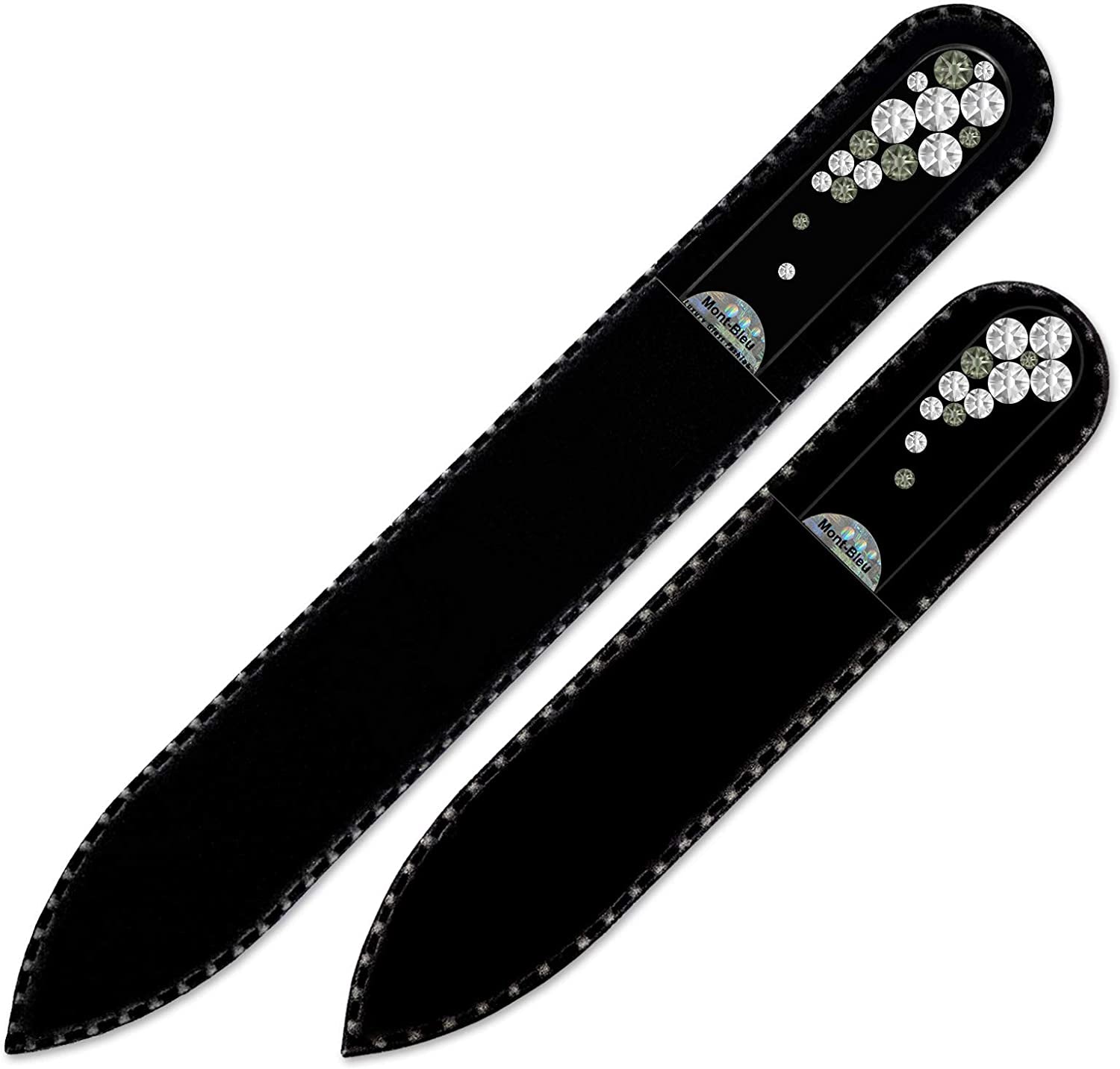 Best Gifts for Women - Mont Bleu Set of 2 Glass Nail Files Hand Decorated with Crystals - Handmade Gifts - Nail Filer Kit - Excellent Nail Filing Tools - Washable Nail Files Health & Beauty > Personal Care > Cosmetics > Cosmetic Tools > Nail Tools Mont Bleu   