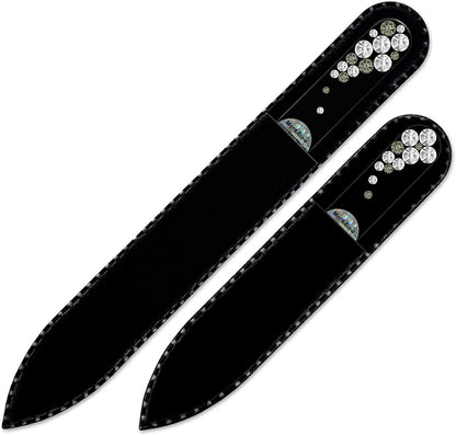 Best Gifts for Women - Mont Bleu Set of 2 Glass Nail Files Hand Decorated with Crystals - Handmade Gifts - Nail Filer Kit - Excellent Nail Filing Tools - Washable Nail Files Health & Beauty > Personal Care > Cosmetics > Cosmetic Tools > Nail Tools Mont Bleu   