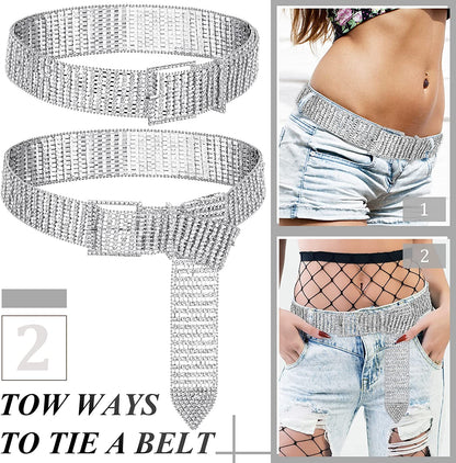 Women Rhinestone Belt Wide Glitter Waist Belt Glitter Belt with Buckle Shiny Artificial Diamond Waist Belt for Jeans Dresses Apparel & Accessories > Clothing Accessories > Belts Geyoga   