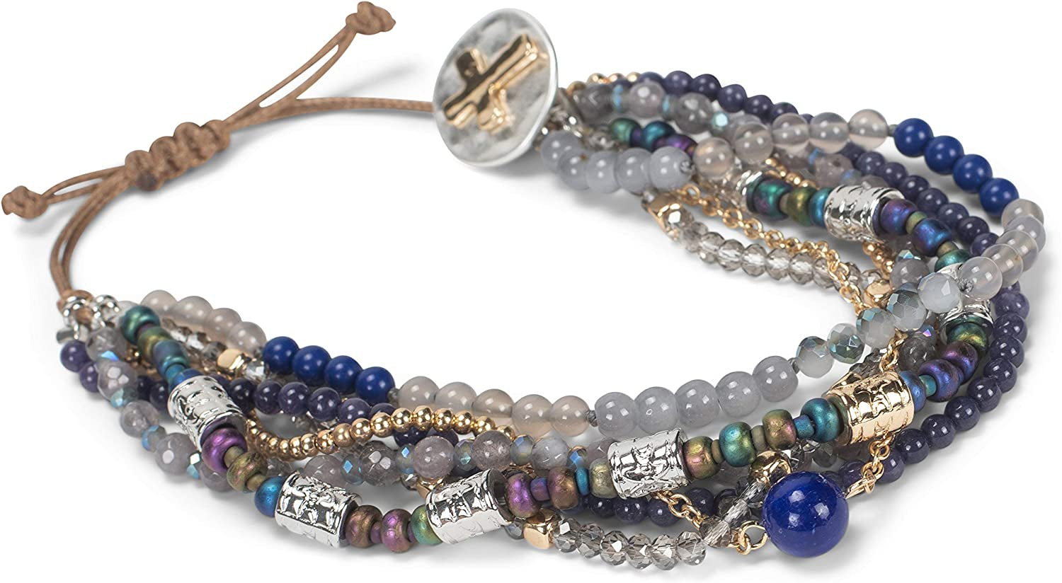 DEMDACO Beaded Love Turquoise Blue One Size Fits Most Glass and Metal Charm Bracelet Apparel & Accessories > Jewelry > Bracelets DEMDACO   