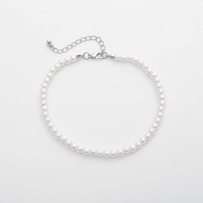COLORFUL BLING 1Pc Pearl Handmade Anklet Simple Imitation Pearls Hand Woven Boho Foot Jewelry Anklet Bracelet Summer Beach for Women Girls Apparel & Accessories > Jewelry > Anklets COLORFUL BLING   