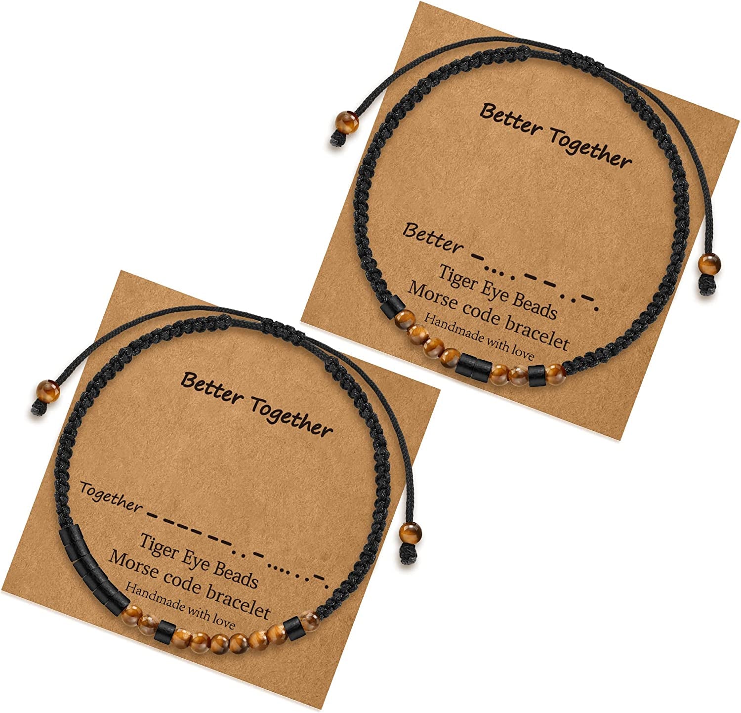 Morse Code Bracelets for Women Gifts, Adjustable 2Pcs Tiger Eye Beads Friendship Bracelets Gifts for Best Friend Women Girls Sister Funny Inspirational Birthday Friendship Gifts for Women Jewelry Apparel & Accessories > Jewelry > Bracelets MONOZO Better Together  