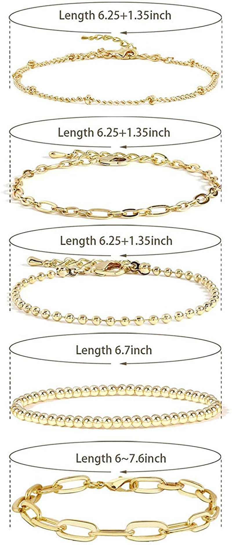 Gold Chain Bracelet Sets for Women Girls 14K Gold Plated Dainty Link Paperclip Bracelets Stake Adjustable Layered Metal Link Bracelet Set Fashion Jewelry Apparel & Accessories > Jewelry > Bracelets CONRAN KREMIX   