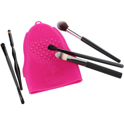 Scivokaval Makeup Brush Cleaner Glove Mat Mitt Silicone Cosmetic Cleaning Scrubber Tool Face Brushes and Eye Brush Washing Pad Pink (Rose Red) Health & Beauty > Personal Care > Cosmetics > Cosmetic Tools > Makeup Tools ScivoKaval   