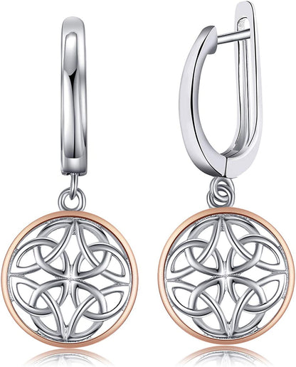 Jewelrypalace Irish Celtic Knot Dangle Earrings, 14K Rose Gold Plated 925 Sterling Silver Hoop Earrings for Women, Love Drop Earrings for Women, Huggie Earrings for Girls, Earring Sets Hoops Jewelry Apparel & Accessories > Jewelry > Earrings JewelryPalace   