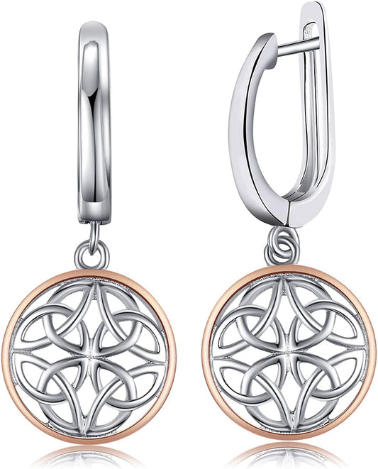 Jewelrypalace Irish Celtic Knot Dangle Earrings, 14K Rose Gold Plated 925 Sterling Silver Hoop Earrings for Women, Love Drop Earrings for Women, Huggie Earrings for Girls, Earring Sets Hoops Jewelry Apparel & Accessories > Jewelry > Earrings JewelryPalace   