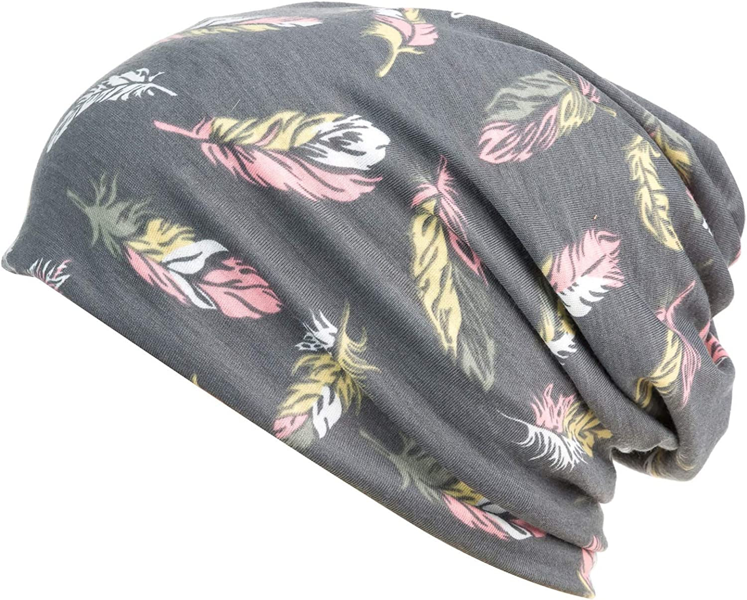 HONENNA Printed Turban Headband Chemo Cap Soft Sleep Beanie Apparel & Accessories > Clothing Accessories > Headwear HONENNA Grey  