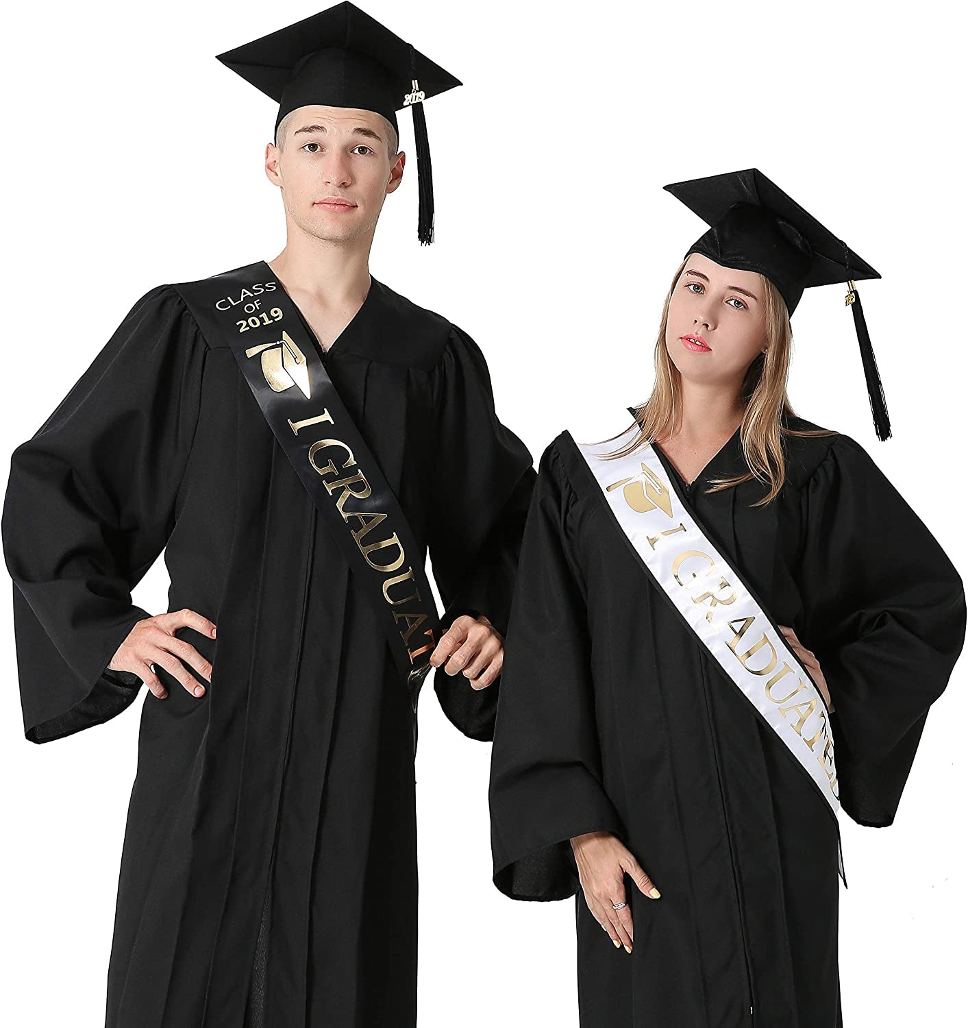 Graduationmall Graduation Sash Class of 2022 Graduation Stole with Gold Glitter Letter I Graduated for Party Apparel & Accessories > Clothing Accessories > Sashes KYLIE MAX   