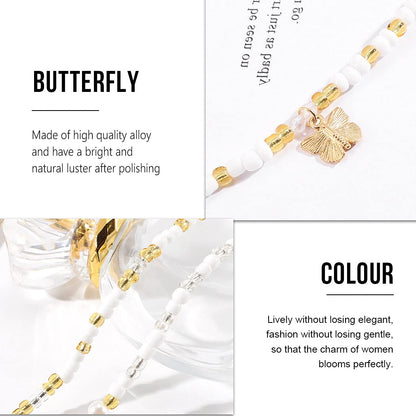 Cosydays Butterfly Waist Bead Belly Chain Gold Seashell Body Beads African Jewelry Elastic Beaded Bikini Chain for Women and Girls Apparel & Accessories > Jewelry > Body Jewelry COSYDAYS   