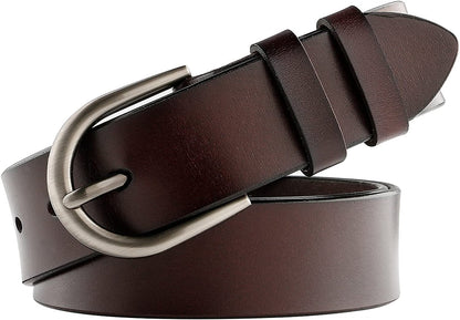 Women Leather Belt for Pants Dress Jeans Waist Belt with Brushed Alloy Buckle by WHIPPY Apparel & Accessories > Clothing Accessories > Belts WHIPPY 1-coffee/Silvery Buckle L: Fit Waist Size 38-42 Inches 