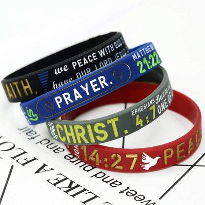FINREZIO 8-16PCS Religious Silicone Bracelet with Bible Verses Christian Wristbands Grace Power Hope Faith Strength Inspirational Bracelets Set for Religious Gifts Apparel & Accessories > Jewelry > Bracelets FINREZIO   
