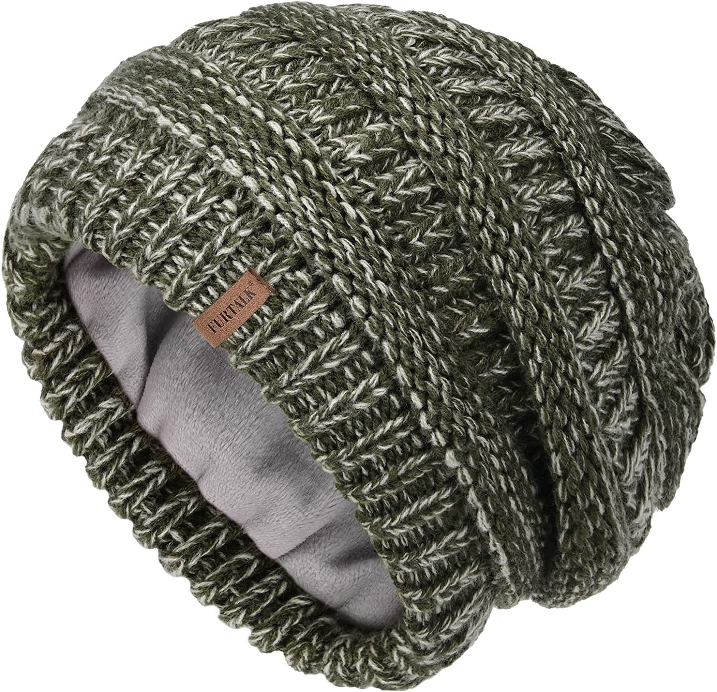 FURTALK Knit Beanie Hats for Women Men Fleece Lined Ski Skull Cap Slouchy Winter Hat Apparel & Accessories > Clothing Accessories > Hats KYLIE MAX Mix Green  