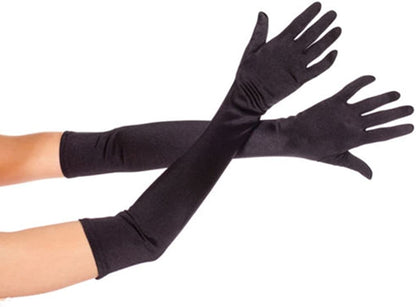 Dreamhigh Women'S Evening Party Mittens 21 " Long Black / White Satin Finger Gloves Apparel & Accessories > Clothing Accessories > Gloves & Mittens DreamHigh Black  