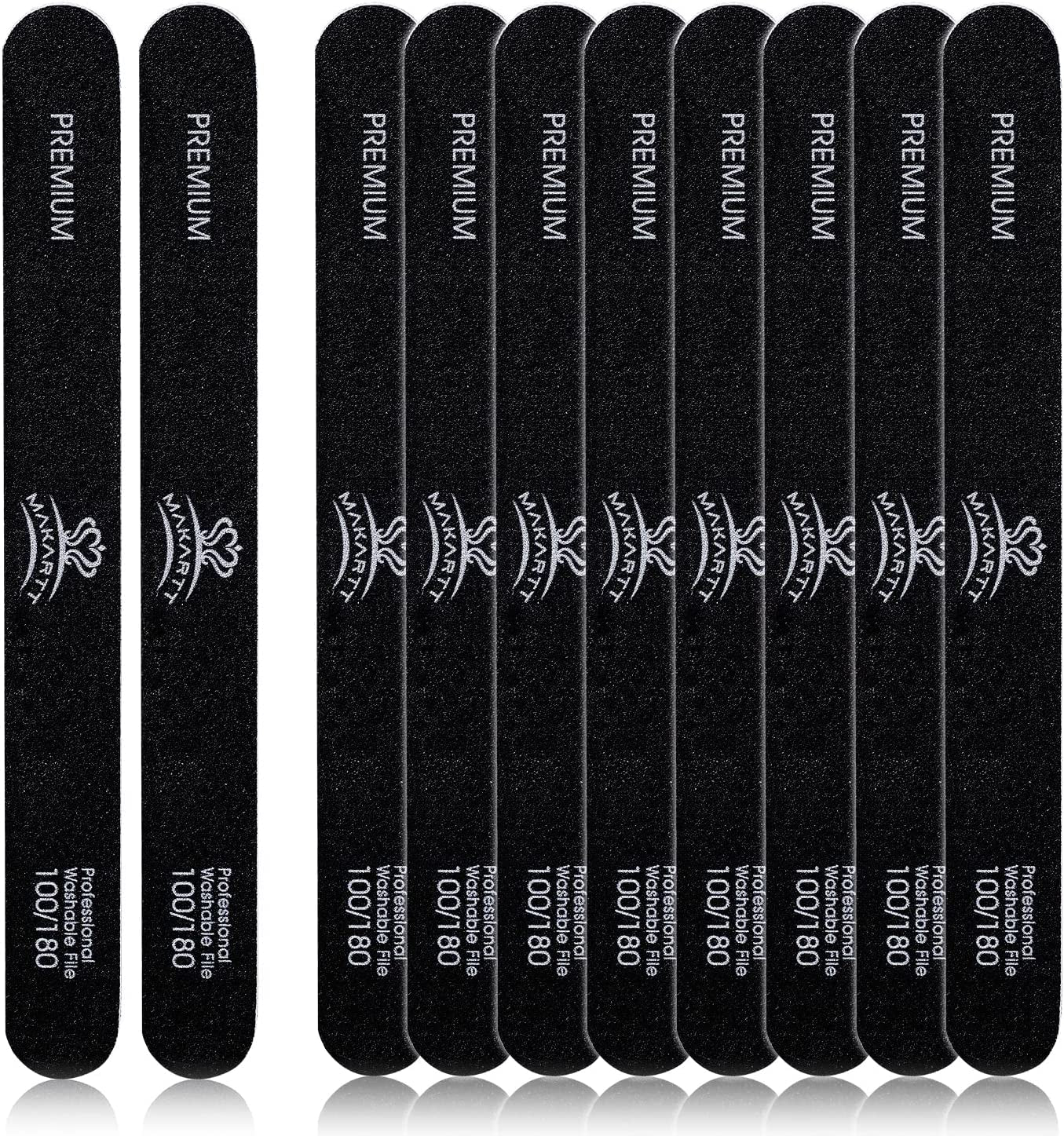 Makartt Nail File 100 180 Grit Emery Boards for Nails 10Pcs Nail Files Professional Washable Doubled Sides Nail File Kit for Manicure Pedicure Natural Acrylic Nails Coarse Nail File for DIY Salon Use Health & Beauty > Personal Care > Cosmetics > Cosmetic Tools > Nail Tools Makartt   