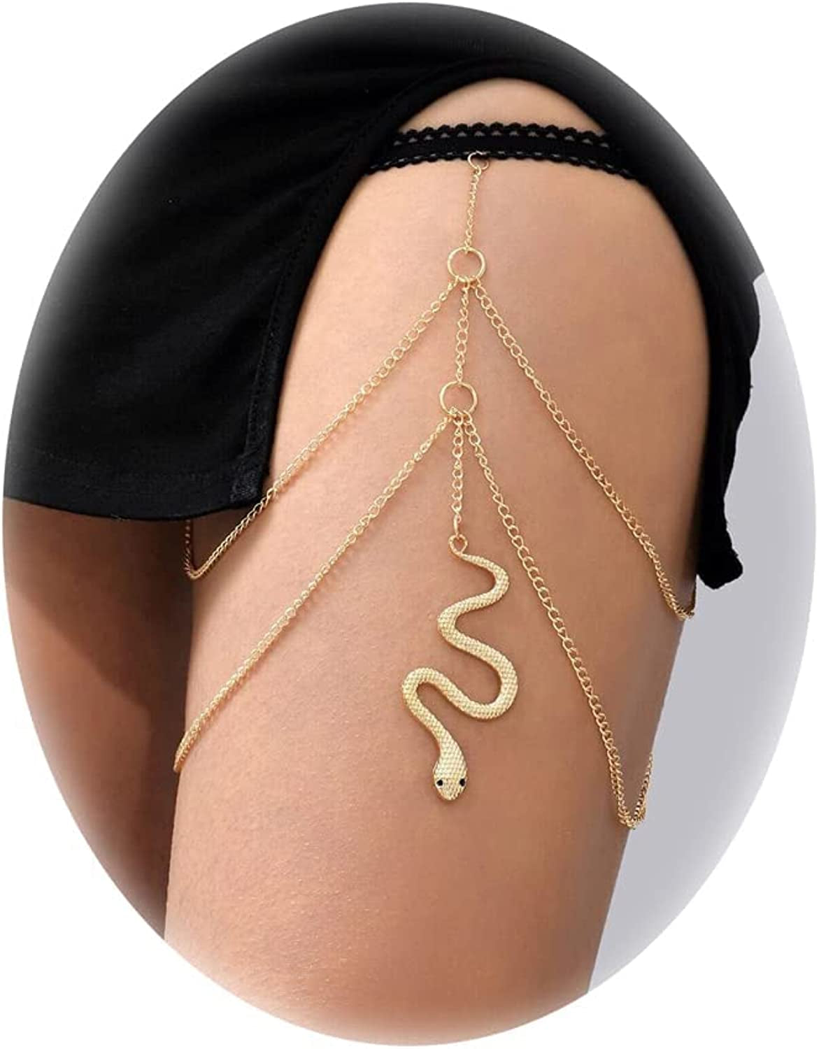 Snake Leg Chain Jewelry for Women Thigh Chain Boho Body Chain Snake Pendant Body Jewelry for Girls Apparel & Accessories > Jewelry > Body Jewelry choice of all layer gold snake  