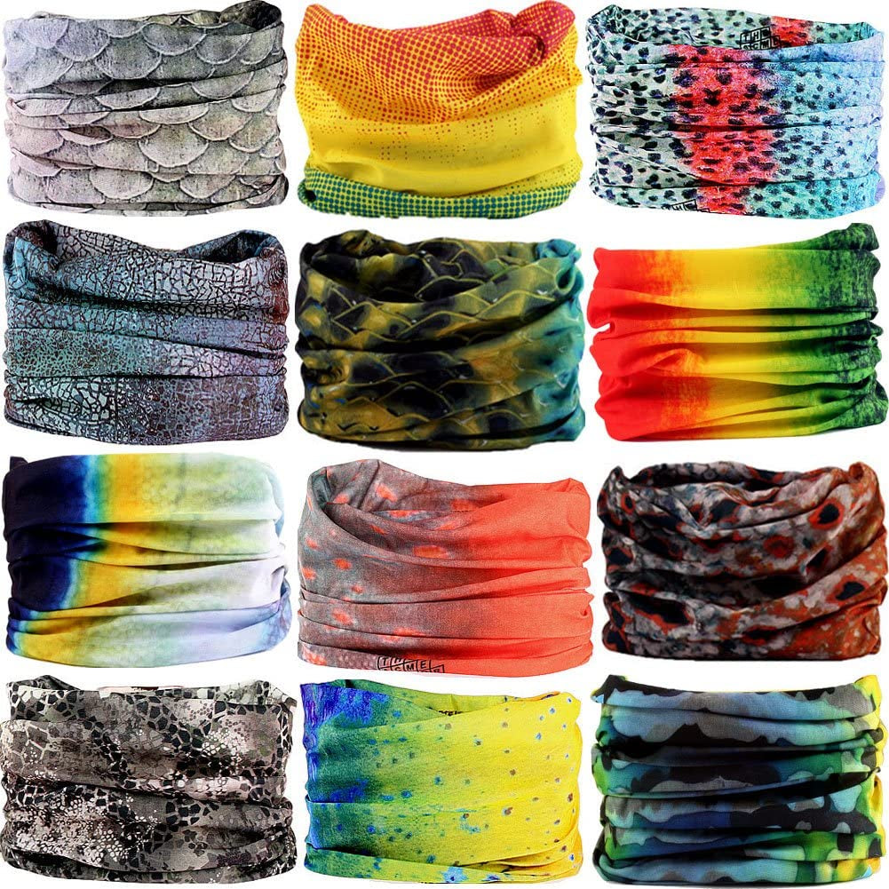 DEMIL 6PCS/8PCS/12PCS Seamless Headband Bandanas Headwear for Men&Women Scarf Apparel & Accessories > Clothing Accessories > Headwear Demil Sports 12pcs-color Scales  